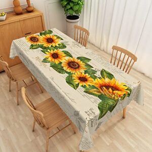 defouliao sunflower tablecloths for rectangle tables rustic yellow floral outdoor table cloth rectangle table waterproof table cloth for home dining kitchen outdoor party decoration,washable 60x108in