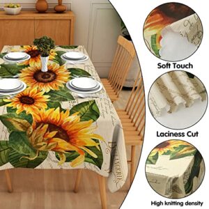 deFouliao Sunflower tablecloths for Rectangle Tables Rustic Yellow Floral Outdoor Table Cloth Rectangle Table Waterproof Table Cloth for Home Dining Kitchen Outdoor Party Decoration,Washable 60x108in