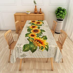 deFouliao Sunflower tablecloths for Rectangle Tables Rustic Yellow Floral Outdoor Table Cloth Rectangle Table Waterproof Table Cloth for Home Dining Kitchen Outdoor Party Decoration,Washable 60x108in