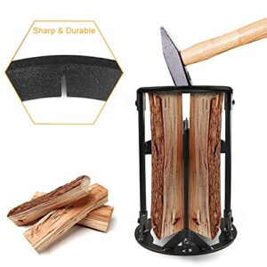 ENOCHROZEY Wood Splitter, Heavy Duty Cast Iron Firewood Kindling Splitter, Portable Manual Log Splitter Firewood Cracker with Double Cutting Wedge