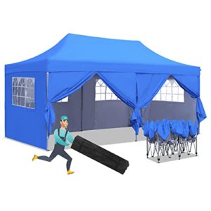 wonlink 10×20 ft instant pop up canopy, party tent folding heavy duty gazebos with removable sidewalls and wheeled bag waterproof