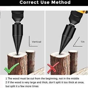 Removable Firewood Log Splitter Drill Bit, Wood Splitter Drill Bits,Heavy Duty Drill Screw Cone Driver for Hand Drill Stick-hex+Square+Round (32MM)