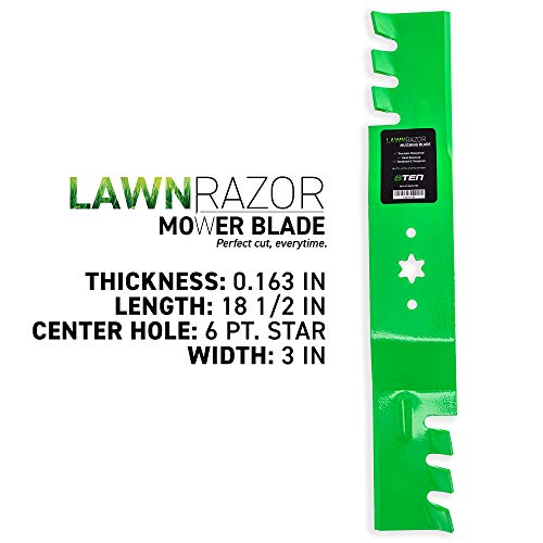 8TEN LawnRAZOR Mower Blade for MTD Cub Cadet RZT S54 54 Inch Deck 742-0677 942-0677 (Toothed Mulching) 3 Pack