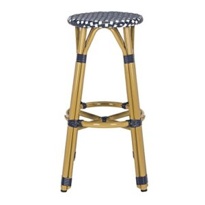 Safavieh PAT4018A Collection Kelsey Navy and White Indoor/Outdoor Bar Stool