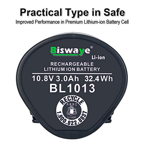 Biswaye 2Pack 3.0Ah 10.8V BL1014 Battery Replacement for Makita 10.8V-12V Max Lithium ion Battery BL1013 194550-6 194551-4 195332-9 CL100DW DF330D FD01ZW