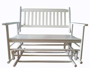 rockingrocker – a058wt white porch wood glider bench rocker patio wooden loveseat — assembled dimensions:w49.21 x h40.16 x d26.97 inches