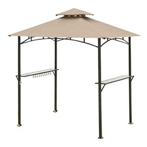 Ontheway 5FT x 8FT Double Tiered Replacement Canopy Grill BBQ Gazebo Roof Top, for Gazebo Model L-GZ238PST-11 Only