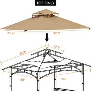 Ontheway 5FT x 8FT Double Tiered Replacement Canopy Grill BBQ Gazebo Roof Top, for Gazebo Model L-GZ238PST-11 Only