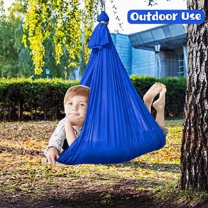 Aokitec Therapy Swing for Kids with Special Needs (Hardware Included) Snuggle Swing Cuddle Hammock Indoor Adjustable Aerial Yoga for Children with Autism, ADHD, Asperger, Sensory Integration(Blue)