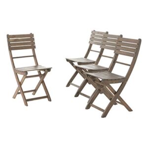 christopher knight home positano outdoor acacia wood foldable dining chairs, 4-pcs set, grey finish