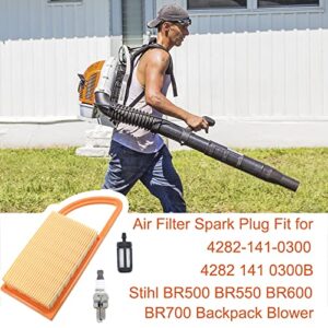 FitBest Air Filter Spark Plug Fuel Filter for Stihl BR500 BR550 BR600 BR700 Backpack Blower 4282 141 0300 4282 141 0300B Orange