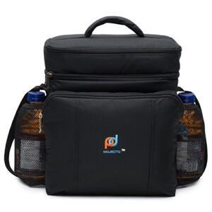 MOJECTO Medium Size Cooler Lunch Bag With Removable Leakproof Plastic Hardliner Bucket. Dual compartment, 600D Strong Polyester, Thick Foam Insulation, Large Pockets And Zippers.