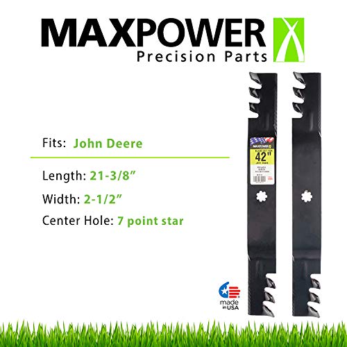 MaxPower 561811XB 2 Blade Commercial Mulching Set for Many 42 in. John Deere Mowers Replaces OEM # GX22151, GY20850, Black