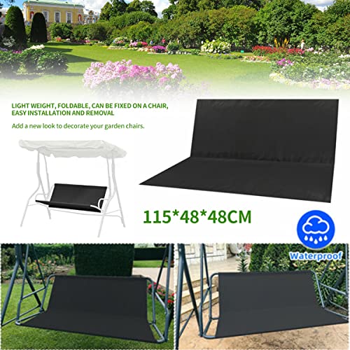 Waterproof Swing Covers for Outdoor Patio Swing Chair,Porch Bench Sling Chair Replacement Fabric Swing Cushion Black (45.3“X19 X19)