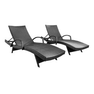 Christopher Knight Home Salem Outdoor Wicker Arm Chaise Lounges, 2-Pcs Set