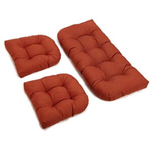 blazing needles indoor/outdoor rounded back settee cushion set, cinnamon 3 count