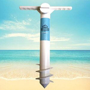 beachr parasol umbrella sand anchor – heavy duty outdoor umbrella base with ground anchor screw | for beach tent, sun shelter, sun protection, shade, strong winds | one size fits all