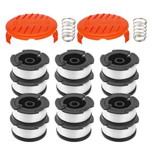 rongju 16 pack weed eater replacement parts for black&decker af-100, 12 pack 30ft 0.065″ string trimmer line replacement spools + 2 pack rc-100-p caps&springs (12 spools+ 2 caps+2 springs)