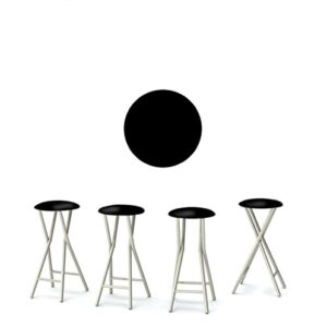 Best of Times 13169W2507 Set of (4) Martini 30" Portable Padded Bar Stools, Fabric Slip Covers with Your Choice of Design, Easily Folds, Set of 4, Black