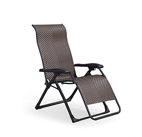 PURPLE LEAF Outdoor Zero Gravity Lounge Chair Patio Wicker Rattan Recliner Chairs Beach Pool Lawn Camping Indoor Office Deck Lounger Chair for Outside Folding Reclining Chair, Bronze