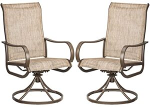 patio swivel dining chairs set of 2 outdoor kitchen patio stools and bar height chairs outdoor indoor banquet furniture metal chair with textilene mesh fabric for backyard lawn pool garden deck