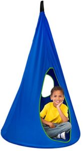 sorbus kids nest swing chair nook – hanging seat hammock for indoor outdoor use – great for children, (33 inch, nest blue)