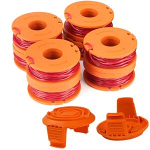 topemai wa0010 replacement trimmer spool line 0.065” for worx wg154 wg163 wg160 wg180 wg175 wg155 wg151 string trimmer weed eater (8 spools, 2 caps)