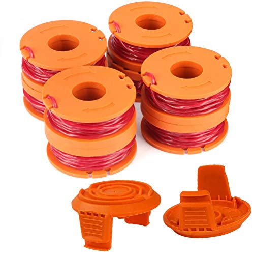 TOPEMAI WA0010 Replacement Trimmer Spool Line 0.065” for Worx WG154 WG163 WG160 WG180 WG175 WG155 WG151 String Trimmer Weed Eater (8 Spools, 2 Caps)