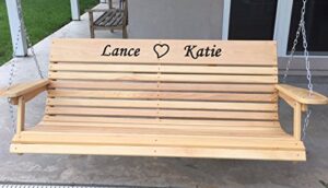 5 ft cypress porch swing with custom engraving
