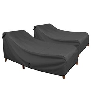 porch shield patio lounge chair cover – waterproof outdoor chaise lounge chair covers 2 pack – 68w x 30d x 30h inch, black