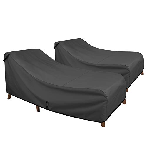 Porch Shield Patio Lounge Chair Cover - Waterproof Outdoor Chaise Lounge Chair Covers 2 Pack - 68W x 30D x 30H inch, Black