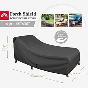 Porch Shield Patio Lounge Chair Cover - Waterproof Outdoor Chaise Lounge Chair Covers 2 Pack - 68W x 30D x 30H inch, Black