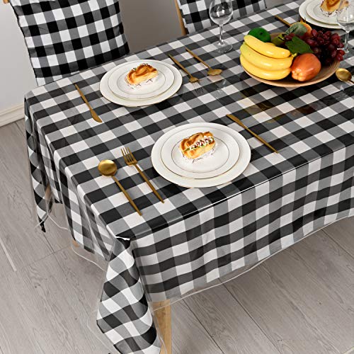 Hiasan Clear Plastic Tablecloth Rectangle - 100% Waterproof Oilproof Stain Resistant Wipeable Transparent Vinyl Table Cloth Protector, 54 x 80 Inch