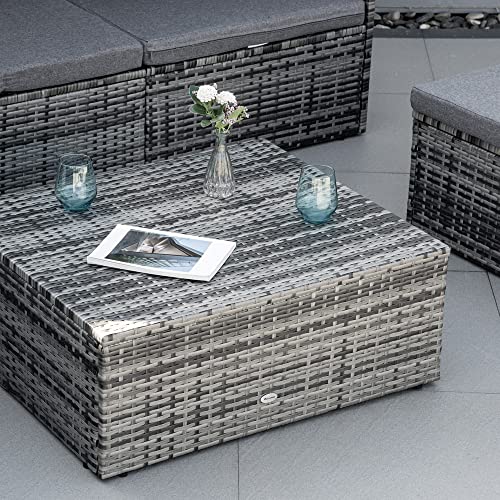 Outsunny Outdoor Daybed with Retractable Canopy 4 Pieces Wicker Rattan Sectional Sofa Set Patio Furniture with Washable Cushions for Lawn, Garden, Backyard, Poolside, Grey