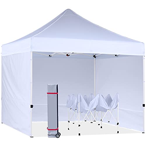 HLong 10x10 Pop Up Canopy Tent Outdoor Heavy Duty Commercial Instant Sun Shelter with 4 Removable Sidewalls, White