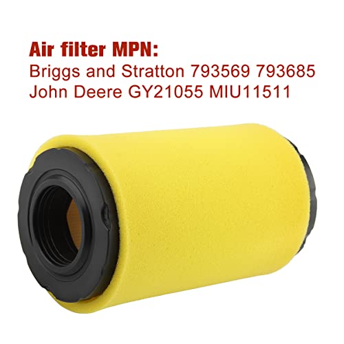 793569 Air Filter for John Deere GY21055 MIU11511 Briggs and Stratton Craftsman 793569 with Pre Filter