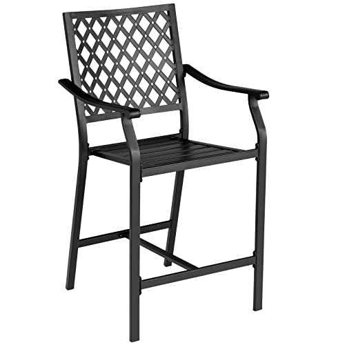 Giantex Set of 4 Patio Bar Chairs Outdoor High Chairs with Cushion Metal Bistro Stool All Weather Patio Dining Chairs Garden Backyard Porch Lawn Poolside