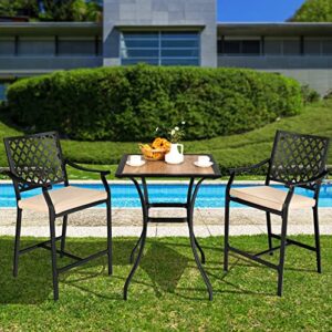 Giantex Set of 4 Patio Bar Chairs Outdoor High Chairs with Cushion Metal Bistro Stool All Weather Patio Dining Chairs Garden Backyard Porch Lawn Poolside