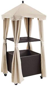 crosley furniture palm harbor outdoor wicker rolling towel valet with sand cover – brown