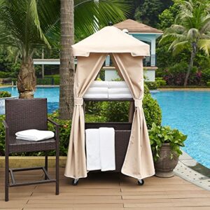 Crosley Furniture Palm Harbor Outdoor Wicker Rolling Towel Valet with Sand Cover - Brown