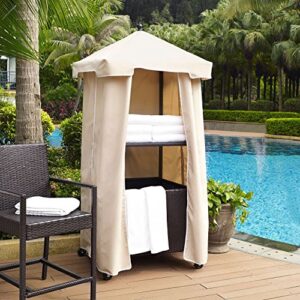 Crosley Furniture Palm Harbor Outdoor Wicker Rolling Towel Valet with Sand Cover - Brown