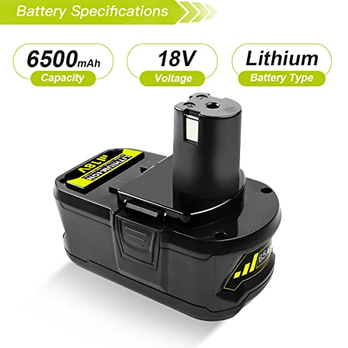 SHGEEN 2Pack 6.5Ah PBP003 Replacement for Ryobi 18V Lithium Battery P108 PBP002 P102 P103 P104 P105 P107 P109 P190 P122 Cordless Tool Battery Packs