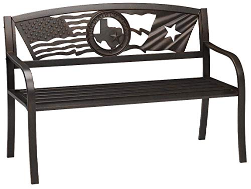 Leigh Country Flags Over Texas Metal Bench