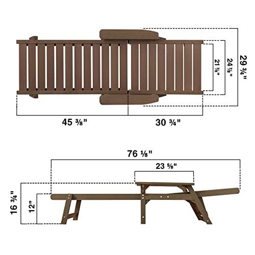 ACUEL Chaise Lounge, Poly Lumber, Outdoor Lounge Chair with Adjustable Backrest, Sturdy Weather Resistant Waterproof Fade Proof, for Poolside Patio Garden(Brown, 1 pc)