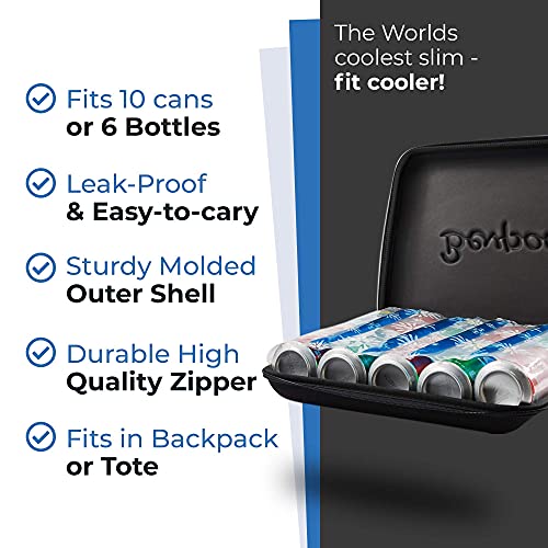 BevPod Ultra Slim Cooler Soft Bag - Leak-Proof & Soft Sided - (Shoulder Strap & Ice Sheet included) - Mini Portable Iceless Backpack - for Picnics, Hiking, Camping, Beach, Travel, Park - Men & Women