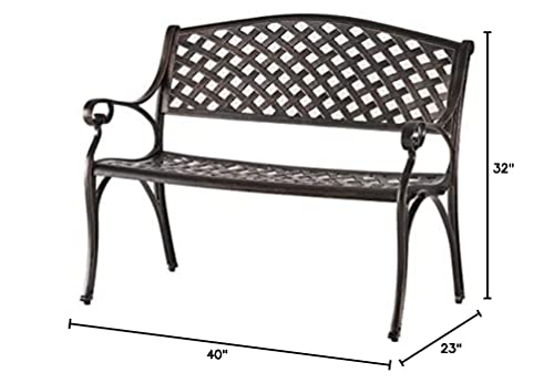 Christopher Knight Home Eastwood Antique Copper Cast Aluminum Bench