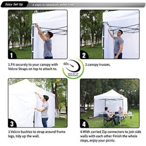 ABCCANOPY Instant Canopy SunWall 10x10 FT, 1 Pack Sidewall Only, White