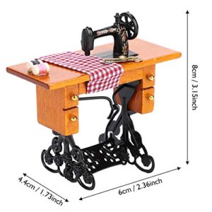 Dollhouse Sewing Machine, Fun Educational Toy Dollhouse Furniture Role Play Vintage Sewing Tools for Preschool Baby Girl Toys