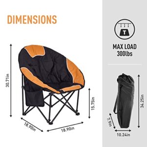 BIGTREE Portable Outdoor Moon Chair with Cup Holder and Carry Bag Round Saucer Folding Padded Patio Chair Orange