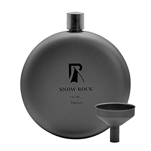 Snow Rock 180ML Titanium Hip Flask Titanium Canteen Curved Flask with Funnel Lightweight Portable for Camping Backpacking Hiking Travelling